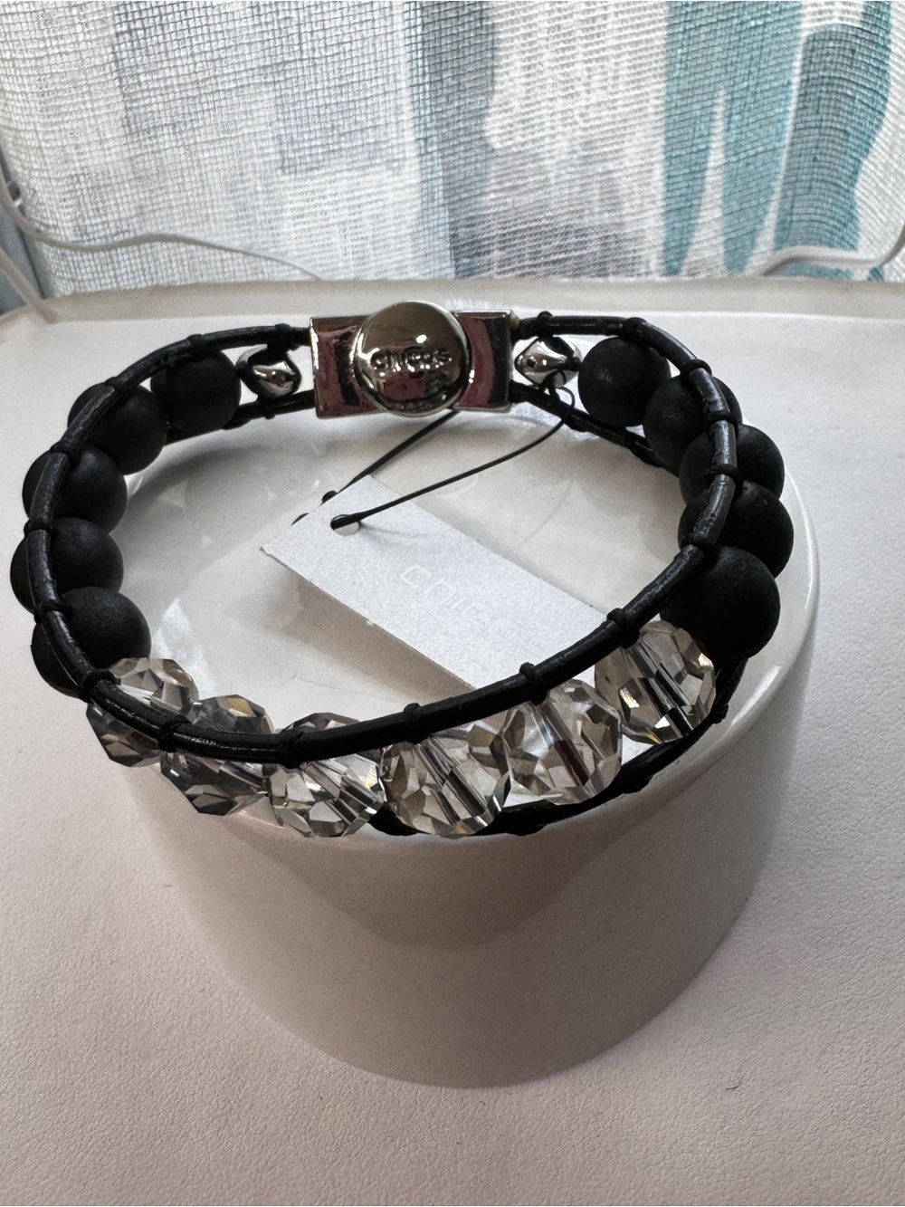Chico's Black & Clear Beaded Wrap Bracelet